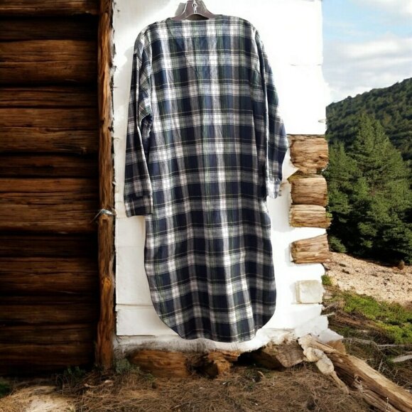 Wynbrier Night Shirt Sleep Gown Unisex 100% Cotton Plaid M 1/4 button Portugal . - Picture 9 of 16